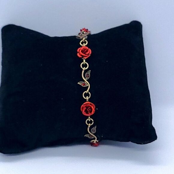 Red Rose Bracelet Beauty and the Beast Romantic Jewelry Love Girlfriend Gift New - Picture 7 of 10